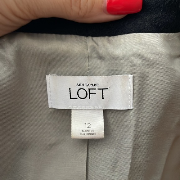 LOFT Navy Blue Mesh Trim Jacket Blazer Wool Blend - Picture 4 of 16